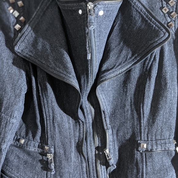Chou Yatou black/gray denim moto jacket in Medium. - Picture 9 of 11